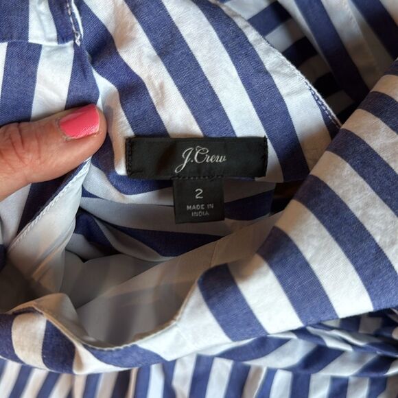 NWOT J. CREW BLUE AND WHITE STRIPED V NECK 100% COTTON JUMPSUIT SIZE 2 - Picture 8 of 8